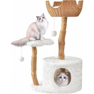 Easyego Modern Cat Tree, 39.9" Aesthetic Wood Cat Tree Tower for Large Cats