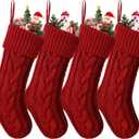 ELEGANTPARK Christmas Stockings 4 Pack Knitted Red Christmas Stockings Large Xmas Decoration for Holiday Fireplace Hanging Holiday Decoration for Family Kids Xmas 18 Inch