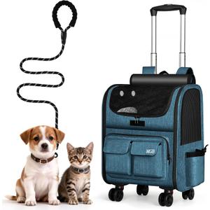 MGB Foldable Pet Carrier with Wheels, Denim Blue (Not for Airline)