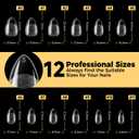 UNA GELLA Short Almond Gel Nail Tips, 600 Pcs Pre-Filed Short Nail Tips Almond Shape Half Matte Press On Nails 12 Sizes Full Cover Clear Fake Nails for Extension Home DIY Salon with Box