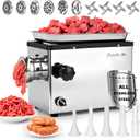 Anatole Commercial Electric Meat Grinder 1.8 HP 1300 W All Stainless Steel Meat Bones Mincer Heavy Duty Sausage Stuffer with 6 Grinding Plates 4 Blades for Restaurant Hotel 110V