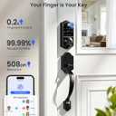 Veise VE017-H Fingerprint Smart Front Door Lock Set, App Control, 8-in-1 Keyless Entry Deadbolt with Zinc Alloy Handles, Emergency Power Port, Touchscreen Keypad, Auto Lock, Easy Install, Matte Black