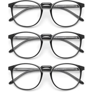 IBOANN Chic & Comfy Blue Light Glasses for Women - 3-Pack Round Frames, Screen-Ready Style with UV Protection Coating