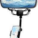 Rear View Mirror Phone Holder Solid Metal Arm Car Phone Mount, Universal Fit for iPhone & Android, Foldable 360 Rotation Clip, Sleek Hands-Free Design Stable Mount for Navigation & Calls