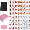 GRACIAS 2 Players Mahjong Block Set for Adult, Mahjong Tile Game with 66 Premium Pink Tiles(30mm) Animal and Food Pattern, Portable Mahjongg Set with A Carry Bag