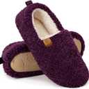 EverFoams Womens Soft Curly Full Slippers Memory Foam Lightweight House Shoes Cozy Loafer with Polar Fleece Lining (8.5, Dark Aubergine)