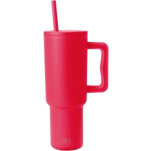 Simple Modern 40 oz Trek Tumbler with Handle and Straw Lid | Cup Holder Friendly Insulated Stainless Steel Travel Mug | Ember Red