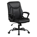 FDW PU Leather Task Chair Executive Rolling Swivel Mid Back Computer Chair with Lumbar Support Armrest Adjustable Chair for Men, Black