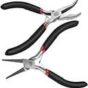 SATMW 2Pack Bent Chain Nose Pliers and Round Nose Pliers for Crafting and Repair Jewelry Making Supplies