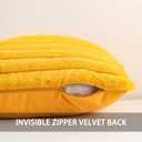 Aegero Pack of 2 Faux Fur Christmas Throw Pillow Covers 20x20 Inch, Soft Plush Striped Neutral Couch Pillow Cover, with Velvet Back Modern Home Decor for Sofa Living Room Couch Bed Yellow