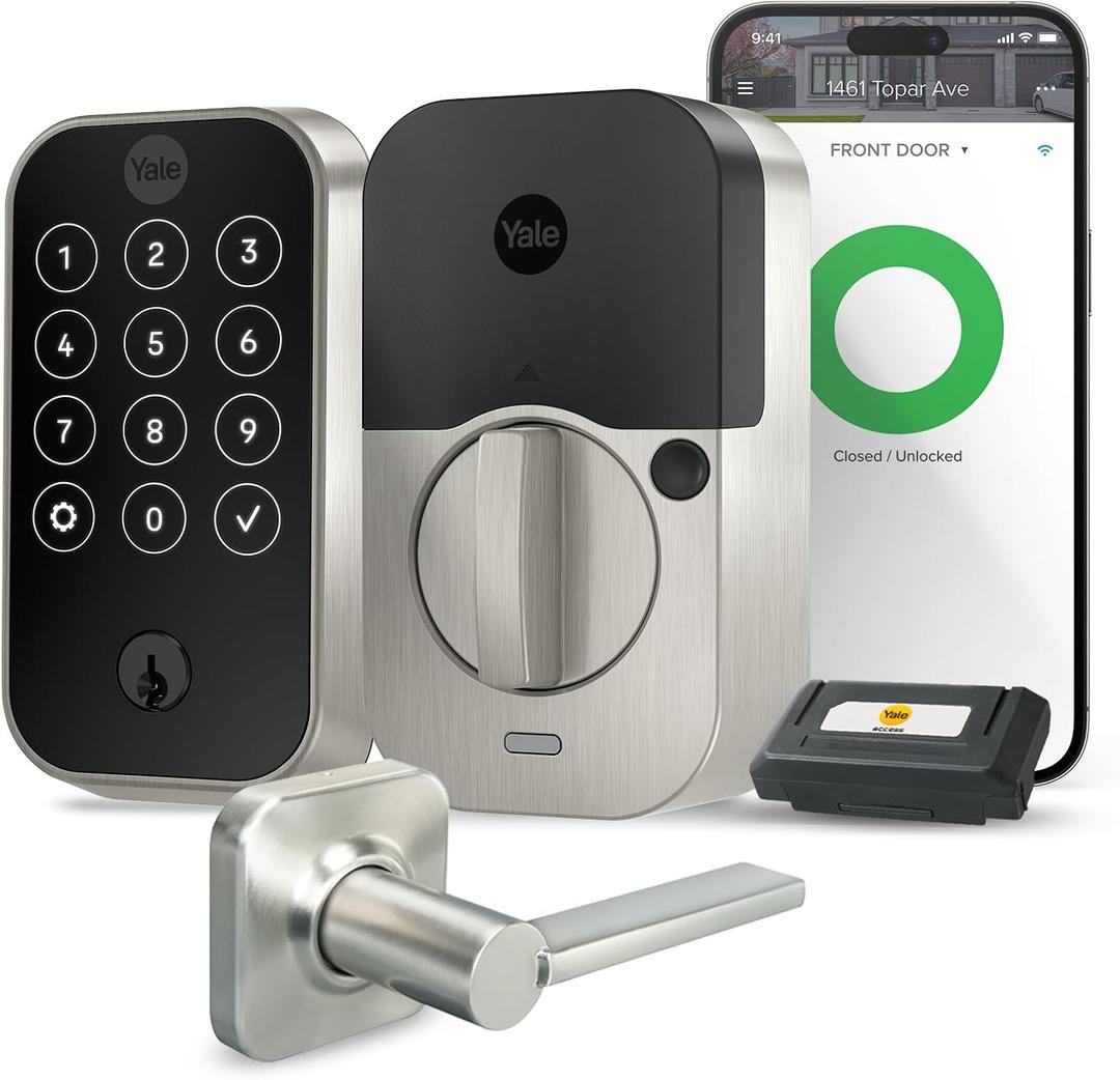 Yale Assure Lock 2 Touchscreen with Wi-Fi and Valdosta Lever in Satin Nickel