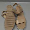 Athlefit Wedge Sandals for Women Comfortable Platform Sandals Espadrille Dressy Open Toe Leather Ankle Strap Casual Nude Sandals Size 6.5