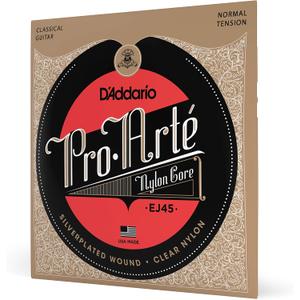 D'Addario Pro Art Nylon Classical Guitar Strings, EJ45, Normal Tension, 6-String Set, Pack of 1