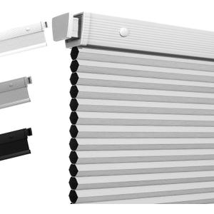 Boolegon No Drill Cellular Shades for Indoor Windows,Noise Reducing & Thermal Insulating Honeycomb Blinds,Cordless Free Stop Blackout Blinds Easy to Install,21" W x 48" H,Blackout White