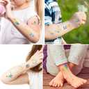 10 Sheets Rainbow Temporary Tattoos Birthday Themed Party Supplies Decoration Favors Cartoon Cute Sticker for Kids Boys Home Activity Class Prizes Carnival Christmas Rewards (black)