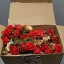 Domensi 6 Sets Wedding Centerpiece for Table Artificial Rose with Vase Fake Bouquets and Metal Pot Floral Arrangements for Mother's Day Holiday Party Event Table Decor (Red)