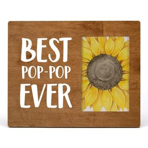 HOIJAUMAI Grandfather Wood Picture Frame Gift, Best Pop-pop Ever Rustic Wooden Photo Frame Father's Day Birthday Gift, Tabletop and Wall Mounting, Display Photo 4x6 Inch