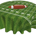 DEKIFNHG American Football Round Tablecloth 60 Inch, Rugby Ball Decorations Round Table Cloth for Easter Holiday Picnic Party Indoor Outdoor