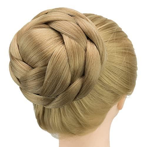 IMISSU Large Size Dancer Braided Chignon Hair Cover Donut Hairpieces Scrunchie Hair Bun Wig Updo on Wedding Party (M3 Mix Copper)