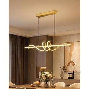 Linear Pendant Light Kitchen Island, 47.2in Modern Chandelier for Dining Room Warm/Neutral/White Adjustable with Remote Control, Island Light Over Home Bar & Home Office