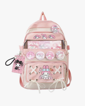 Teenage Girls Cute Backpack For School 17.5 Inch Students Casual Travel Aesthetic Backpack With Kawaii Accessories, Pink
