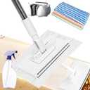 Snap Grip Mini Mop,Cloth Changing Mini Mop,27inch Long Handle Mopping Stick,360° Swivel Head,Dry and Wet Use,Ideal for Tight Corners,Tile,and Hardwood(White,6 Cloth)