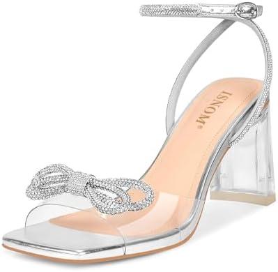 ISNOM Clear Rhinestone Heels for Women, Comfortable and Sassy, Suitable for All Occasions 7