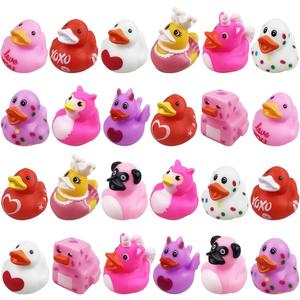 Anditoy 24 Pack Valentines Rubber Ducks Toys Bath Toys for Kids Toddlers Valentines Day Gifts School Class Classroom Prizes Party Favors
