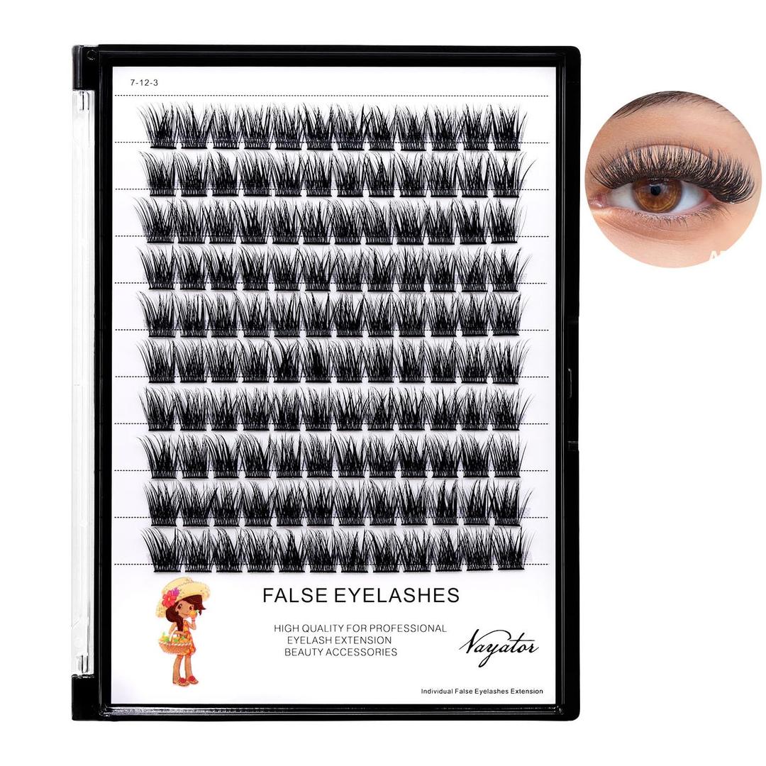 VAYATOR Wide Cluster D Curl Professional Makeup Individual Cluster Eyelashes Grafting Fake False Eyelashes Eyelash Extension Individual Eyelash (8mm)