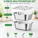 FOLAI 3-Piece Set 304 Stainless Steel Microporous Kitchen Strainer with 5-in-1 Grater for Draining Pasta, Fruit, Rice and Vegetables, Healthy & High Gloss Polish, Dishwasher Safe