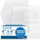 Spartan Industrial - 4 X 4 (1000 Count) 2 Mil Clear Reclosable Zip Plastic Poly Bags with Resealable Lock Seal Zipper