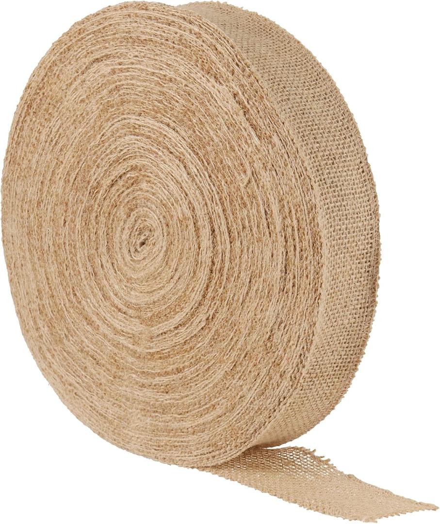 2 Inch x 54 Yards Natural Burlap Craft Ribbon Wrap Burlap Fabric Ribbon Roll, for Homemade DIY Projects Wedding Event Party Decoration