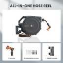 Giraffe Tools PRO Heavy Duty Retractable Garden Hose Reel - 78ft 1/2 Inch Auto Rewind with Any-Length Lock, Wall Mounted Metal Bracket, Commercial Grade for Patio & Lawn (Dark Grey)