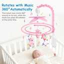 Baby Crib Mobile for Girls, Unicorn Crib Mobile with Music, Pink White Musical Nursery Mobiles, Pink Nursery Decor, Crib Mobile for Infant Baby with 6 Hanging Plush Toys, 35 Lullabies, 28 Mobile Arm