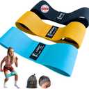 ANIQ Fabric Resistance Bands Non-Slip Booty Bands Set 3 Levels for Legs, Glutes & Physical Therapy Washable Cloth Loop Workout Exercise Equipment with Carry Bag, Headband for Pilates & Yoga