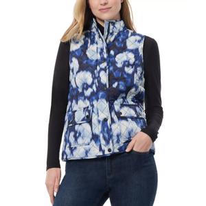 Jones New York womens Quilted Printed Patch Pocket Vest Size 1X