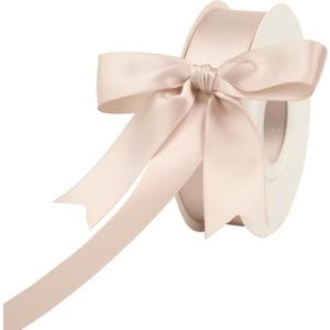 Champagne Satin Ribbon 1 Inch Champagne Ribbon for Christmas Tree Decorations Wedding Decor Bouquet Gift Wrapping Crafts - 25Yards (Vanilla)
