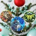 2 x Christmas Ornaments, Dodosky 2.8in Ceramic Wolf Ornament, Xmas Decor, Christmas Tree Ornaments, Xmas Decorations for Tree, Holiday Ornament, Gifts for Wolf Lovers, Gifts for Women Men