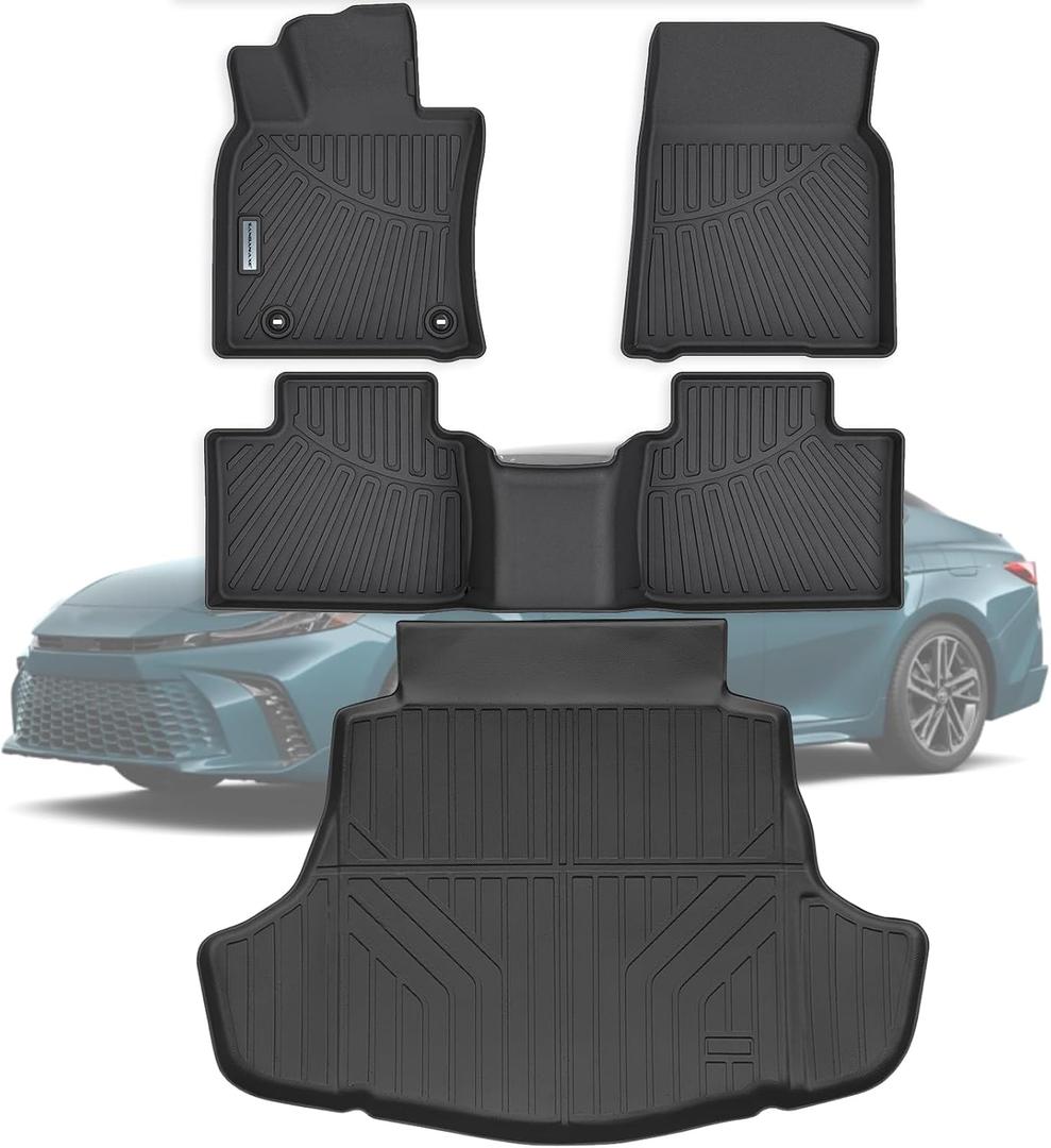 Floor Mats & Trunk Mat for 2025 2026 Toyota Camry
TPE All Weather Protection 1st & 2nd Row Car Floor Liners Front & Cargo Liners Accessories-Black