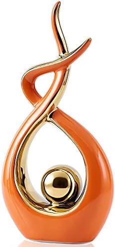 FJS Home Decor Modern Art Ceramic Statue, Orange Coffee Table Decor, Hous Decorations for Living Room Dining Room Table Centerpiece Bookshelf (12.2" H)