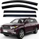 Lightronic Extra Durable Outside-Mount Auto Vent Window Visor, Fits 2008-2013 Toyota Highlander, UV Protection Rain Guard, Original Wind Deflector, No-Drill Easy Install, Dark Smoke, 4-Pcs