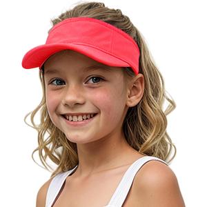 Jastore Kids Girls Boys Packable Hat Sun Visor Hats Cotton Sports Summer Golf Visor Hat (One Size, Peach Pink)