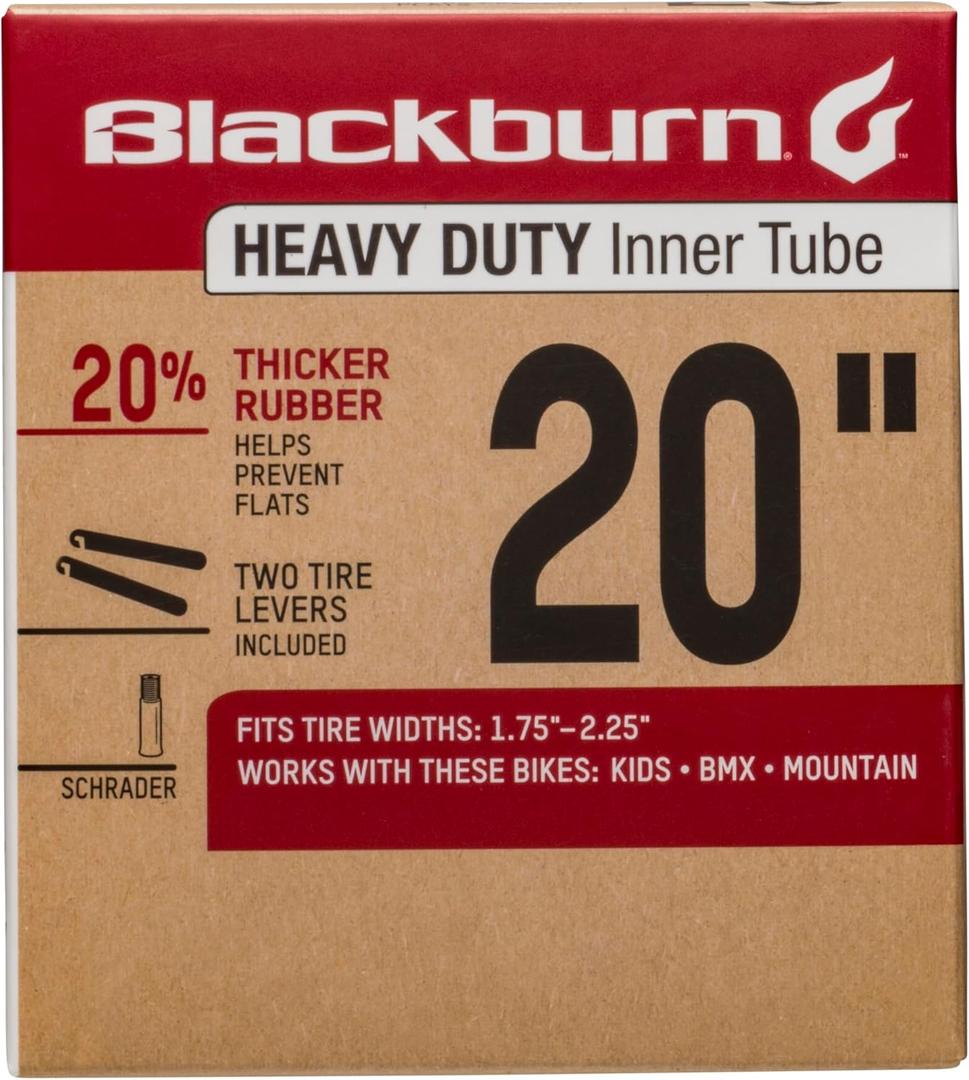 Blackburn 20" x 1.75-2.25" Schrader Heavy Duty Bicycle Inner Tube with tire levers
