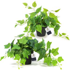 AceList 4 Pack Fake Plants Decor, Artificial Plants for Home Decor Indoor, Fake Ivy Potted Plants for Shelf Decor Realistic Faux Plants Indoor with Pot for Home Living Room Bedroom Office Decoration