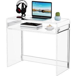 Acrylic Desk Laptop Study Table Home Office Console Table Entrance Tables, 33.5'' x 15.7'' x 29.5'' (Clear)