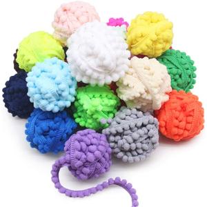 SEMINI 40 Yards Mix Color Mini Pom Pom Trim Ball Fringe Ribbon Tassel DIY Sewing Accessory Lace for Home Party Decoration