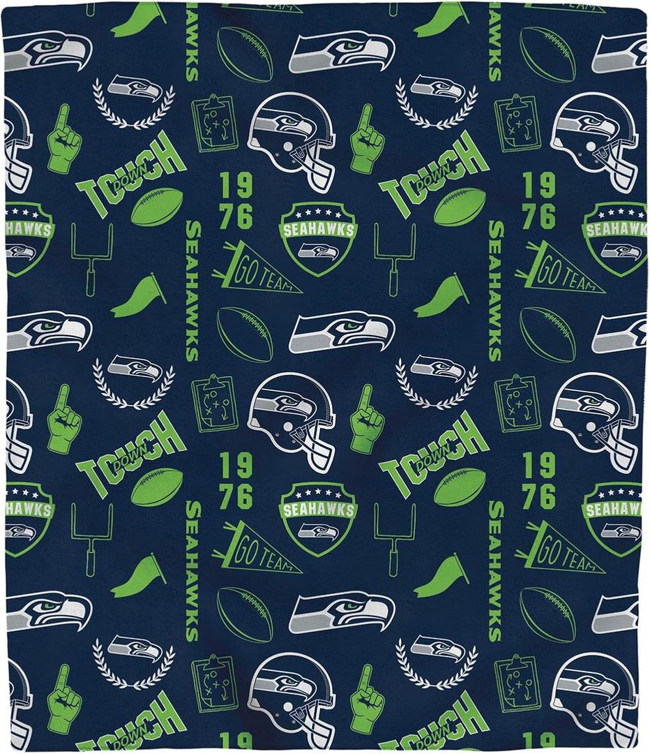 Pegasus Home Fashions Seattle Seahawks 50'' x 60'' Collage Icons Polar Fleece Blanket (One Size)