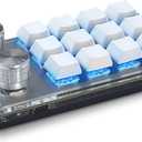 Flylin One Handed Programmable Mechanical Keyboard, Portable RGB Gaming PC With 12 Fully Programmable Keys & Knob, Macro for Office Games (White)