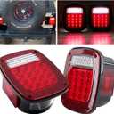 Partswcgg 2Pcs Square Rear Combination Tail Lights Lamps Assembly w/Side Marker Lights Red Replacement for 1979-2006 Wrangler TJ YJ CJ-5 CJ-7 Replacement Tail Lights Lamps, Passenger and Driver Side