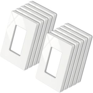 10 Pack BESTTEN Decorator Screwless Outlet Wall Plate, USWP4 Glossy Off White, 1 Gang Switch Cover, H4.69 x W2.91
